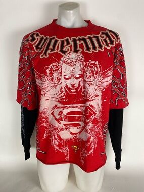 Civil Regime DC WB Superman Long Sleeve T’ Shirt Red Black Men’s Size L New